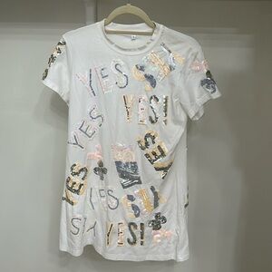 NWOT Queen of sparkles YES bride tshirt dress - S